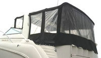 Bimini-Camper-Connections-Connector-Curtains-Set-OEM-T21™Factory 8 item (10-12 pieces) 4-sided enclosure replacement canvas set: Bimini and Camper Top canvas with Arch Connections, front window Connector panel(s), Bimini and Camper Side Curtains (pair each) and Camper Aft Curtain for factory installed Radar Arch (No Frames or Boots), OEM (Original Equipment Manufacturer)