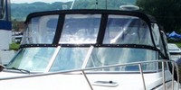 Photo of Rinker 310 Fiesta Vee, 2002: Bimini Top, Front Connector, Side Curtains, viewed from Port Front 