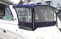 Photo of Rinker 320 Express Cruiser, 2006: Bimini Top, Front Connector, Side Curtains, Camper Top, Camper Side Aft Curtains, viewed from Port Rear 