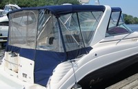 Photo of Rinker 342 Fiesta Vee, 2004: Bimini Top, Side Curtains, Camper Top, Camper Side Curtains, Camper Aft Curtain Captain-Navy Sunbrella, viewed from Starboard Rear 