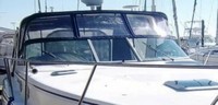 Rinker® 342 Fiesta Vee Bimini-Connector-OEM-T3.5™ Factory Front BIMINI CONNECTOR Eisenglass Window Set (also called Windscreen, typically 3 front panels, but 1 or 2 on some boats) zips between Bimini-Top (not included) and Windshield. (NO Bimini-Top OR Side-Curtains, sold separately), OEM (Original Equipment Manufacturer)