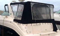 Rinker® 342 Fiesta Vee Camper-Top-Aft-Curtain-OEM-T4™ Factory Camper AFT CURTAIN with clear Eisenglass windows zips to back of OEM Camper Top and Side Curtains (not included) and connects to Transom, OEM (Original Equipment Manufacturer)