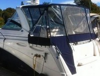 Photo of Rinker 350 Express Cruiser, 2007: Side Curtains, Camper Top, Camper Side and Aft Curtains, viewed from Port Rear 