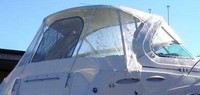 Photo of Rinker 360 Express Cruiser Hard-Top, 2014 Front Connector and Side Curtains, Camper Side and Aft Curtains White Stamoid, viewed from Starboard Rear 