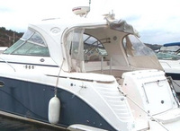 Photo of Rinker 420 Express Cruiser Hard-Top, 2007 Front Connector, Side Curtains HT Connections, Camper Side Aft Curtains, viewed from Port Rear 