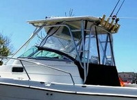Robalo® 2240 Cuddy Hard-Top-Aft-Drop-Curtain-OEM-T1™ Factory AFT DROP CURTAIN to floor with Eisenglass window(s) and Zipper Access for boat with Factory Hard-Top, OEM (Original Equipment Manufacturer)