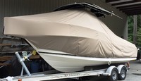 Photo of Robalo 230CC 20xx T-Top Boat-Cover, viewed from Port Front 