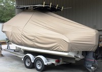 Robalo® 230CC T-Top-Boat-Cover-Elite-1249™ Custom fit TTopCover(tm) (Elite(r) Top Notch(tm) 9oz./sq.yd. fabric) attaches beneath factory installed T-Top or Hard-Top to cover boat and motors