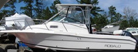 Photo of Robalo 235WA, 2004: Hard-Top, Front Connector, Side Curtains, Aft-Drop-Curtain, viewed from Port Side 