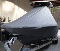 Robalo® 246 Cayman T-Top-Boat-Cover-Elite-1449™ Custom fit TTopCover(tm) (Elite(r) Top Notch(tm) 9oz./sq.yd. fabric) attaches beneath factory installed T-Top or Hard-Top to cover boat and motors