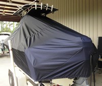 Sailfish® 218CC T-Top-Boat-Cover-Sunbrella-1399™ Custom fit TTopCover(tm) (Sunbrella(r) 9.25oz./sq.yd. solution dyed acrylic fabric) attaches beneath factory installed T-Top or Hard-Top to cover entire boat and motor(s)
