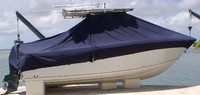 Sailfish® 240CC T-Top-Boat-Cover-Wmax-1149™ Custom fit TTopCover(tm) (WeatherMAX(tm) 8oz./sq.yd. solution dyed polyester fabric) attaches beneath factory installed T-Top or Hard-Top to cover entire boat and motor(s)