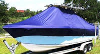 Sailfish® 2660CC T-Top-Boat-Cover-Sunbrella-1999™ Custom fit TTopCover(tm) (Sunbrella(r) 9.25oz./sq.yd. solution dyed acrylic fabric) attaches beneath factory installed T-Top or Hard-Top to cover entire boat and motor(s)