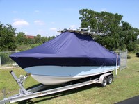 Sailfish® 270CC T-Top-Boat-Cover-Wmax-1349™ Custom fit TTopCover(tm) (WeatherMAX(tm) 8oz./sq.yd. solution dyed polyester fabric) attaches beneath factory installed T-Top or Hard-Top to cover entire boat and motor(s)