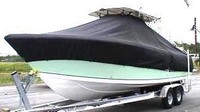 Sailfish® 2880CC T-Top-Boat-Cover-Sunbrella-2299™ Custom fit TTopCover(tm) (Sunbrella(r) 9.25oz./sq.yd. solution dyed acrylic fabric) attaches beneath factory installed T-Top or Hard-Top to cover entire boat and motor(s)