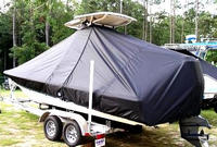 Scout® 221 Winyah Bay T-Top-Boat-Cover-Sunbrella-1399™ Custom fit TTopCover(tm) (Sunbrella(r) 9.25oz./sq.yd. solution dyed acrylic fabric) attaches beneath factory installed T-Top or Hard-Top to cover entire boat and motor(s)