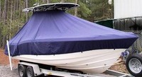 Scout® 235 Sportfish Canvas T-Top T-Top-Boat-Cover-Elite-1249™ Custom fit TTopCover(tm) (Elite(r) Top Notch(tm) 9oz./sq.yd. fabric) attaches beneath factory installed T-Top or Hard-Top to cover boat and motors