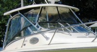 Photo of Scout 242 Abaco, 2006: Hard-Top, Visor, Side Curtains, Aft-Drop-Curtain, viewed from Starboard Front 