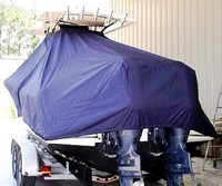 Scout® 260 Sportfish T-Top-Boat-Cover-Sunbrella-1999™ Custom fit TTopCover(tm) (Sunbrella(r) 9.25oz./sq.yd. solution dyed acrylic fabric) attaches beneath factory installed T-Top or Hard-Top to cover entire boat and motor(s)