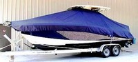 Scout® 260 Sportfish T-Top-Boat-Cover-Sunbrella-1999™ Custom fit TTopCover(tm) (Sunbrella(r) 9.25oz./sq.yd. solution dyed acrylic fabric) attaches beneath factory installed T-Top or Hard-Top to cover entire boat and motor(s)
