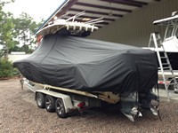 Photo of Scout 282 Sportfish 20xx T-Top Boat-Cover, viewed from Port Rear 