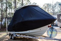 Sea Fox® 226DC Traveler T-Top-Boat-Cover-Sunbrella-1849™ Custom fit TTopCover(tm) (Sunbrella(r) 9.25oz./sq.yd. solution dyed acrylic fabric) attaches beneath factory installed T-Top or Hard-Top to cover entire boat and motor(s)