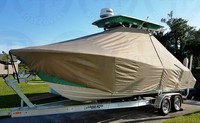 Sea Fox® 248CC Commander T-Top-Boat-Cover-Sunbrella-1699™ Custom fit TTopCover(tm) (Sunbrella(r) 9.25oz./sq.yd. solution dyed acrylic fabric) attaches beneath factory installed T-Top or Hard-Top to cover entire boat and motor(s)