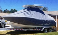 Sea Fox® 248CC Commander T-Top-Boat-Cover-Sunbrella-1699™ Custom fit TTopCover(tm) (Sunbrella(r) 9.25oz./sq.yd. solution dyed acrylic fabric) attaches beneath factory installed T-Top or Hard-Top to cover entire boat and motor(s)