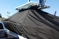 Sea Fox® 286CC Commander T-Top-Boat-Cover-Sunbrella-2349™ Custom fit TTopCover(tm) (Sunbrella(r) 9.25oz./sq.yd. solution dyed acrylic fabric) attaches beneath factory installed T-Top or Hard-Top to cover entire boat and motor(s)