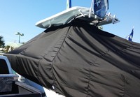 Sea Fox® 287CC T-Top-Boat-Cover-Sunbrella-2349™ Custom fit TTopCover(tm) (Sunbrella(r) 9.25oz./sq.yd. solution dyed acrylic fabric) attaches beneath factory installed T-Top or Hard-Top to cover entire boat and motor(s)