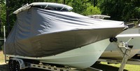 Sea Hunt® Edge 24 T-Top-Boat-Cover-Sunbrella-1699™ Custom fit TTopCover(tm) (Sunbrella(r) 9.25oz./sq.yd. solution dyed acrylic fabric) attaches beneath factory installed T-Top or Hard-Top to cover entire boat and motor(s)