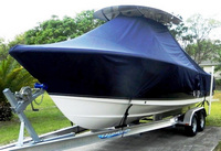 T-Top-Boat-Cover-Sunbrella™Custom fit TTopCover(tm) (Sunbrella(r) 9.25oz./sq.yd. solution dyed acrylic fabric) attaches beneath factory installed T-Top or Hard-Top to cover entire boat and motor(s)