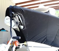 Sea Hunt® Gamefish 26 T-Top-Boat-Cover-Sunbrella-1999™ Custom fit TTopCover(tm) (Sunbrella(r) 9.25oz./sq.yd. solution dyed acrylic fabric) attaches beneath factory installed T-Top or Hard-Top to cover entire boat and motor(s)