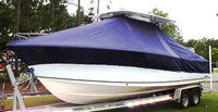 Sea Hunt® Gamefish 29 T-Top-Boat-Cover-Sunbrella-2449™ Custom fit TTopCover(tm) (Sunbrella(r) 9.25oz./sq.yd. solution dyed acrylic fabric) attaches beneath factory installed T-Top or Hard-Top to cover entire boat and motor(s)