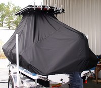Sea Hunt® Triton 186 T-Top-Boat-Cover-Sunbrella-1099™ Custom fit TTopCover(tm) (Sunbrella(r) 9.25oz./sq.yd. solution dyed acrylic fabric) attaches beneath factory installed T-Top or Hard-Top to cover entire boat and motor(s)