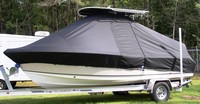 Sea Hunt® Triton 210 T-Top-Boat-Cover-Elite-1199™ Custom fit TTopCover(tm) (Elite(r) Top Notch(tm) 9oz./sq.yd. fabric) attaches beneath factory installed T-Top or Hard-Top to cover boat and motors