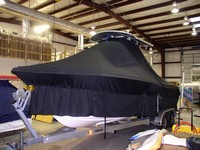 Photo of Sea Hunt® Triton-232 20xx T-Top Boat-Cover Extended Skirts, viewed from Port Front 
