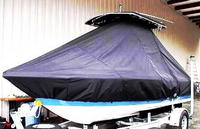 Sea Hunt® Ultra 186 T-Top-Boat-Cover-Sunbrella-1099™ Custom fit TTopCover(tm) (Sunbrella(r) 9.25oz./sq.yd. solution dyed acrylic fabric) attaches beneath factory installed T-Top or Hard-Top to cover entire boat and motor(s)