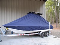 Sea Hunt® XP21 T-Top-Boat-Cover-Elite™ Custom fit TTopCover(tm) (Elite(r) Top Notch(tm) 9oz./sq.yd. fabric) attaches beneath factory installed T-Top or Hard-Top to cover boat and motors
