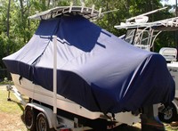 Sea-Pro® 238CC T-Top-Boat-Cover-Sunbrella-1499™ Custom fit TTopCover(tm) (Sunbrella(r) 9.25oz./sq.yd. solution dyed acrylic fabric) attaches beneath factory installed T-Top or Hard-Top to cover entire boat and motor(s)