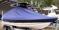 Sea-Pro® SV2100CC T-Top-Boat-Cover-Wmax-949™ Custom fit TTopCover(tm) (WeatherMAX(tm) 8oz./sq.yd. solution dyed polyester fabric) attaches beneath factory installed T-Top or Hard-Top to cover entire boat and motor(s)