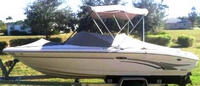 Photo of Sea Ray 182 Bowrider, 2003: Bimini Top, Bow Cover Cockpit Cover, viewed from Port Side 