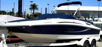 Photo of Sea Ray 195 Sport, 2008: Bimini Top in Boot, Bow Cover Cockpit Cover, viewed from Port Front 
