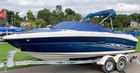 Sea Ray® 200 Bowrider Select Bimini-Top-Canvas-Frame-Zippered-Seamark-OEM-G1™ Factory BIMINI-TOP CANVAS on FRAME with Zippers for OEM front Visor and Curtains (not included) with Mounting Hardware (no boot cover) (this Bimini-Top may have been SeaMark(r) vinyl-lined Sunbrella(r) prior to 2008 through 2018, now they are Sunbrella(r) to avoid mold issues), OEM (Original Equipment Manufacturer)