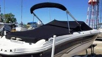 Sea Ray® 200 Bowrider Cockpit-Cover-Bimini-Cutouts-OEM-G0.7™ Factory Snap-On COCKPIT COVER with Cutouts (openings) for Bimini-Top (the Bimini-Top stands above the windshield) Frame (only), Adjustable Support Pole(s) and reinforced Snap(s) or Grommet(s) inside Cover for Tip of Pole(s), OEM (Original Equipment Manufacturer)