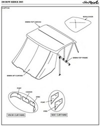 Sea Ray® 200 Bowrider Bimini-Side-Curtains-OEM-G1.5™ Pair Factory Bimini SIDE CURTAINS (Port and Starboard sides) zips to side of OEM Bimini-Top (not included) (NO front Visor, aka Windscreen, sold separately), OEM (Original Equipment Manufacturer) 