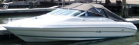 Photo of Sea Ray 200 Overnighter IO, 1993: Convertible Top, Side Curtains, Aft Curtain, viewed from Port Front 