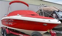 Photo of Sea Ray 200 Select, 2006: Bimini Top in Boot, Bow Cover Cockpit Cover with Bimini Cutouts, viewed from Starboard Front 