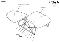 Photo of Sea Ray 210 Bowrider, 1997: 2 parts manual Canvas drawing, Bimini Top, Bow Cover 