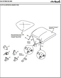 Photo of Sea Ray 210 Sundeck, 1999: 2 parts manual Canvas drawing Optional Forward Camper Bimini Top, Bow Cover 